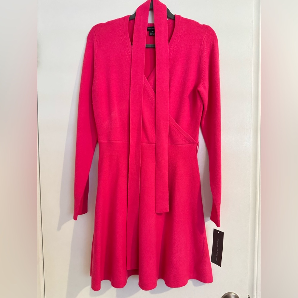 French Connection Vibrant Pink Long Sleeve Dress